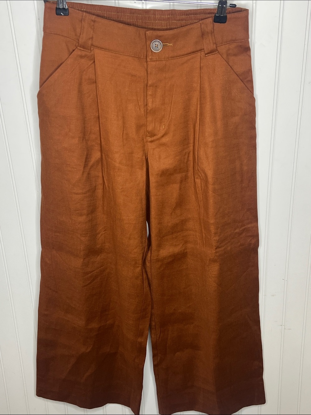 CAbi Wide-Leg Linen Blend Crop Pants Size Small